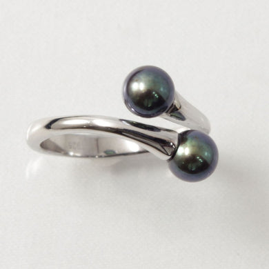 Twin AAA Peacock Freshwater Pearl Cocktail Ring – .925 Sterling Silver