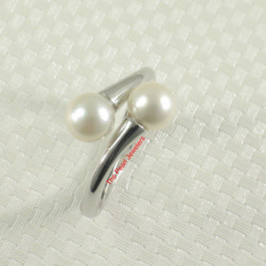 Solid Sterling Silver .925 Twin White Freshwater Cultured Pearl Cocktail Ring
