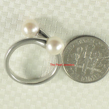 Load image into Gallery viewer, Solid Sterling Silver .925 Twin White Freshwater Cultured Pearl Cocktail Ring