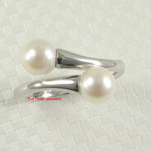 Solid Sterling Silver .925 Twin White Freshwater Cultured Pearl Cocktail Ring