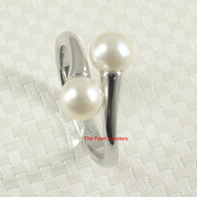 Load image into Gallery viewer, Solid Sterling Silver .925 Twin White Freshwater Cultured Pearl Cocktail Ring