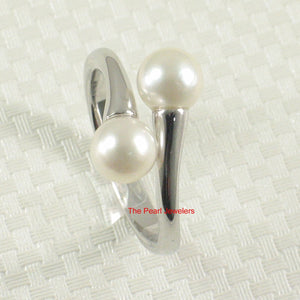 Solid Sterling Silver .925 Twin White Freshwater Cultured Pearl Cocktail Ring