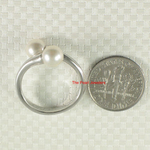 Solid Sterling Silver .925 Twin White Freshwater Cultured Pearl Cocktail Ring