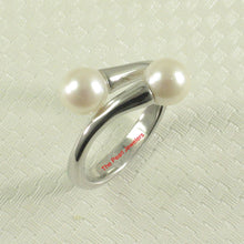 Load image into Gallery viewer, Solid Sterling Silver .925 Twin White Freshwater Cultured Pearl Cocktail Ring