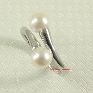 Solid Sterling Silver .925 Twin White Freshwater Cultured Pearl Cocktail Ring