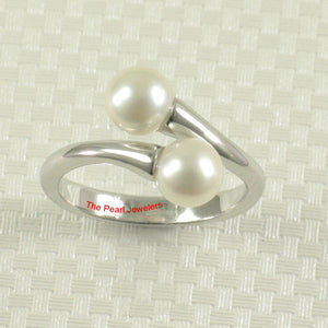 Solid Sterling Silver .925 Twin White Freshwater Cultured Pearl Cocktail Ring