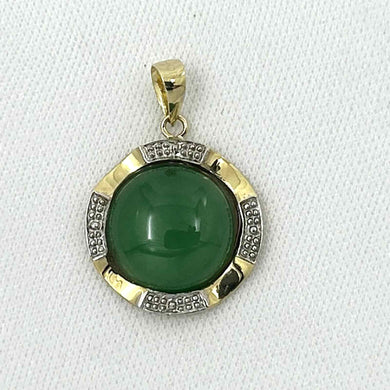 Two-Tone Green Jade 14k Gold Pendant