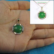 Load image into Gallery viewer, Two-Tone Green Jade 14k Gold Pendant