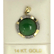 Load image into Gallery viewer, Two-Tone Green Jade 14k Gold Pendant
