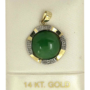 Two-Tone Green Jade 14k Gold Pendant