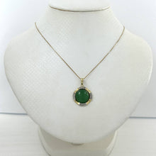 Load image into Gallery viewer, Two-Tone Green Jade 14k Gold Pendant