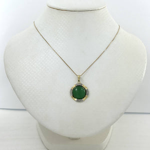 Two-Tone Green Jade 14k Gold Pendant