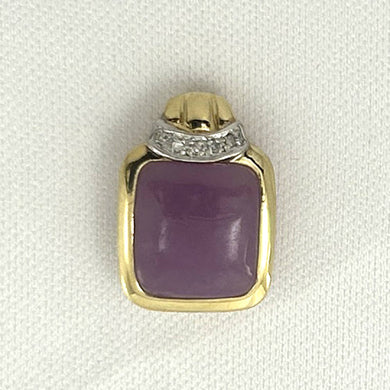 Unique 14k Yellow Gold Diamond Lavender Jade Pendant