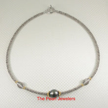 Load image into Gallery viewer, Unique Design Black Tahitian Pearl &amp; Bali Beads Necklace