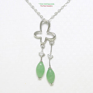 Solid Sterling Silver 925 Unique Green Jade & CZ Pendant