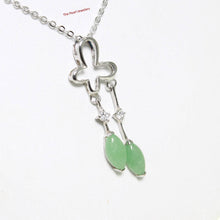 Load image into Gallery viewer, Solid Sterling Silver 925 Unique Green Jade &amp; CZ Pendant