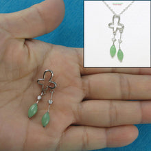 Load image into Gallery viewer, Solid Sterling Silver 925 Unique Green Jade &amp; CZ Pendant