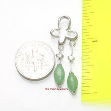 Load image into Gallery viewer, Solid Sterling Silver 925 Unique Green Jade &amp; CZ Pendant