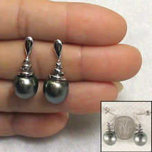 Load image into Gallery viewer, Unique Water Flow Tahitian Pearl Dangle Earrings – 14k White Gold
