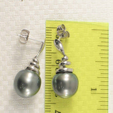 Load image into Gallery viewer, Unique Water Flow Tahitian Pearl Dangle Earrings – 14k White Gold