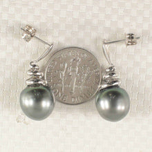 Load image into Gallery viewer, Unique Water Flow Tahitian Pearl Dangle Earrings – 14k White Gold