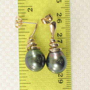 Unique Tahitian Pearl Dangle Earrings – 14k Yellow Gold
