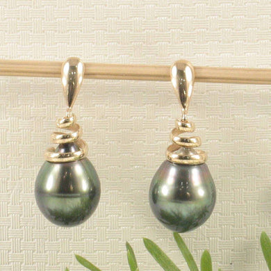 Unique Tahitian Pearl Dangle Earrings – 14k Yellow Gold