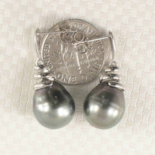 Load image into Gallery viewer, Unique Water Flow Tahitian Pearl Dangle Earrings – 14k White Gold