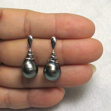 Load image into Gallery viewer, Unique Water Flow Tahitian Pearl Dangle Earrings – 14k White Gold