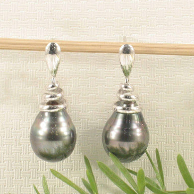 Water Flow Tahitian Pearl Dangle Earrings – 14k White Gold
