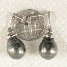 Load image into Gallery viewer, Water Flow Tahitian Pearl Dangle Earrings – 14k White Gold