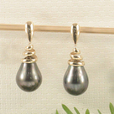 Water Flow Tahitian Pearl Dangle Earrings – 14k Yellow Gold