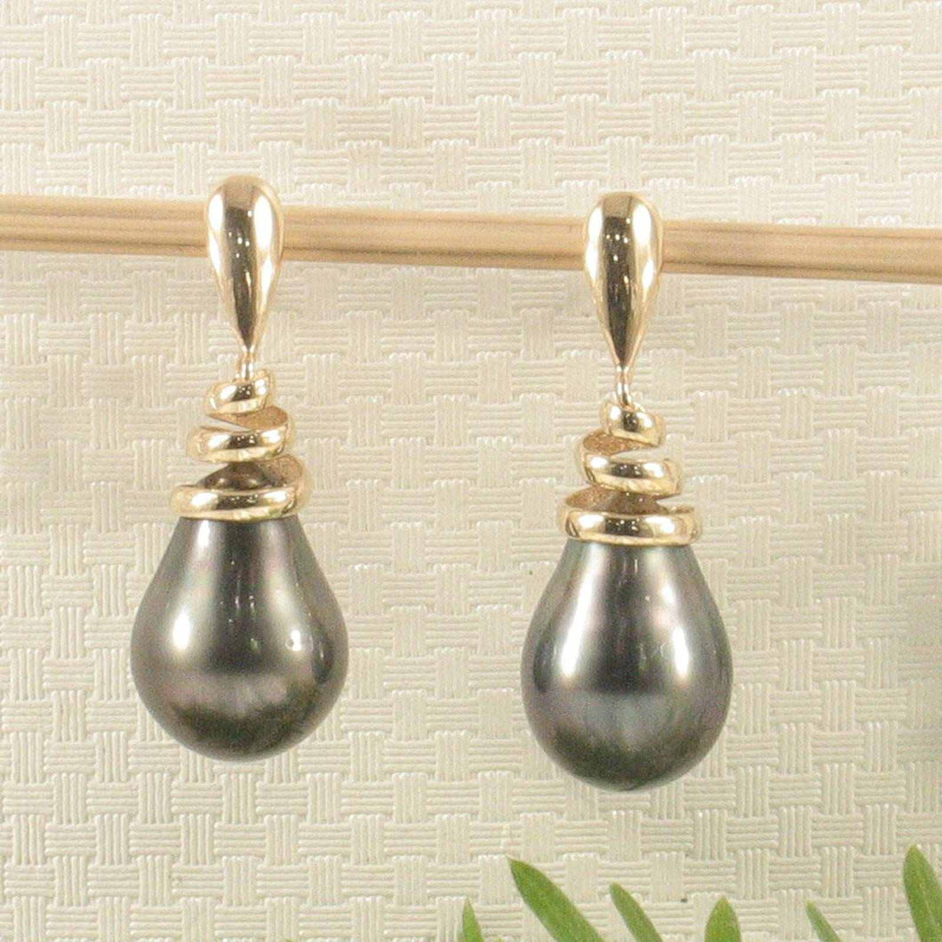 Water Flow Tahitian Pearl Dangle Earrings – 14k Yellow Gold