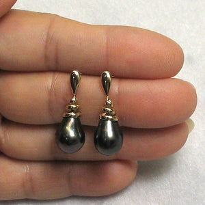 Water Flow Tahitian Pearl Dangle Earrings – 14k Yellow Gold