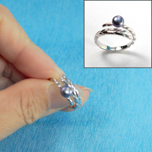 Adjustable Wheat-Style Black Pearl Ring – .925 Sterling Silver