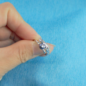 Adjustable Wheat-Style Black Pearl Ring – .925 Sterling Silver