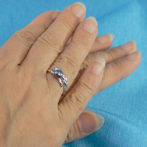 Adjustable Wheat-Style Black Pearl Ring – .925 Sterling Silver