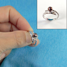 Load image into Gallery viewer, Adjustable Wheat-Style Eggplant Freshwater Pearl Ring – .925 Sterling Silver
