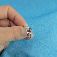 Load image into Gallery viewer, Adjustable Wheat-Style Eggplant Freshwater Pearl Ring – .925 Sterling Silver