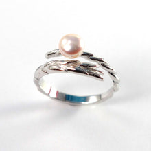 Load image into Gallery viewer, Adjustable Wheat-Style Pink Pearl Ring – .925 Sterling Silver