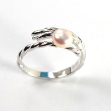 Load image into Gallery viewer, Adjustable Wheat-Style Pink Pearl Ring – .925 Sterling Silver