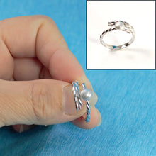 Load image into Gallery viewer, Adjustable Wheat-Style Silver-Gray Freshwater Pearl Ring – .925 Sterling Silver