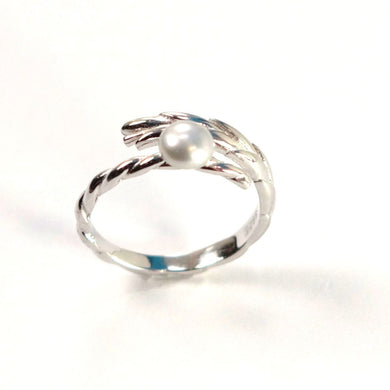 Adjustable Wheat-Style Silver-Gray Freshwater Pearl Ring – .925 Sterling Silver