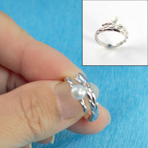 Adjustable Wheat-Style White Pearl Ring – .925 Sterling Silver