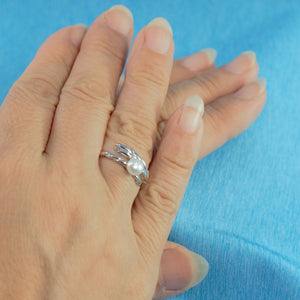 Adjustable Wheat-Style White Pearl Ring – .925 Sterling Silver