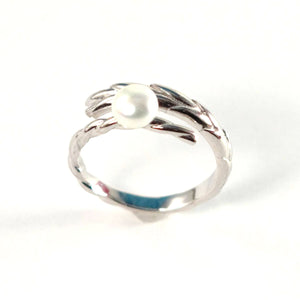 Adjustable Wheat-Style White Pearl Ring – .925 Sterling Silver