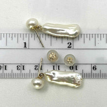 Load image into Gallery viewer, White Biwa &amp; Freshwater Cultured Pearl Dangle Earrings – 14 k Yellow Gold