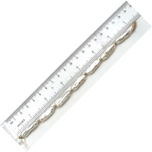 White Biwa Pearl & Gold Beads Bracelet with 14k Yellow Gold Fish Tail Clasp