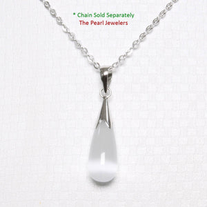 White Cat’s Eye Raindrop Sterling Silver Pendant