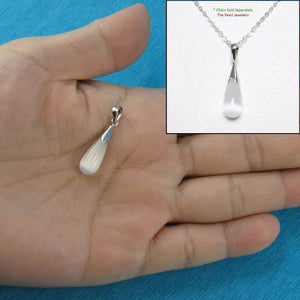 White Cat’s Eye Raindrop Sterling Silver Pendant